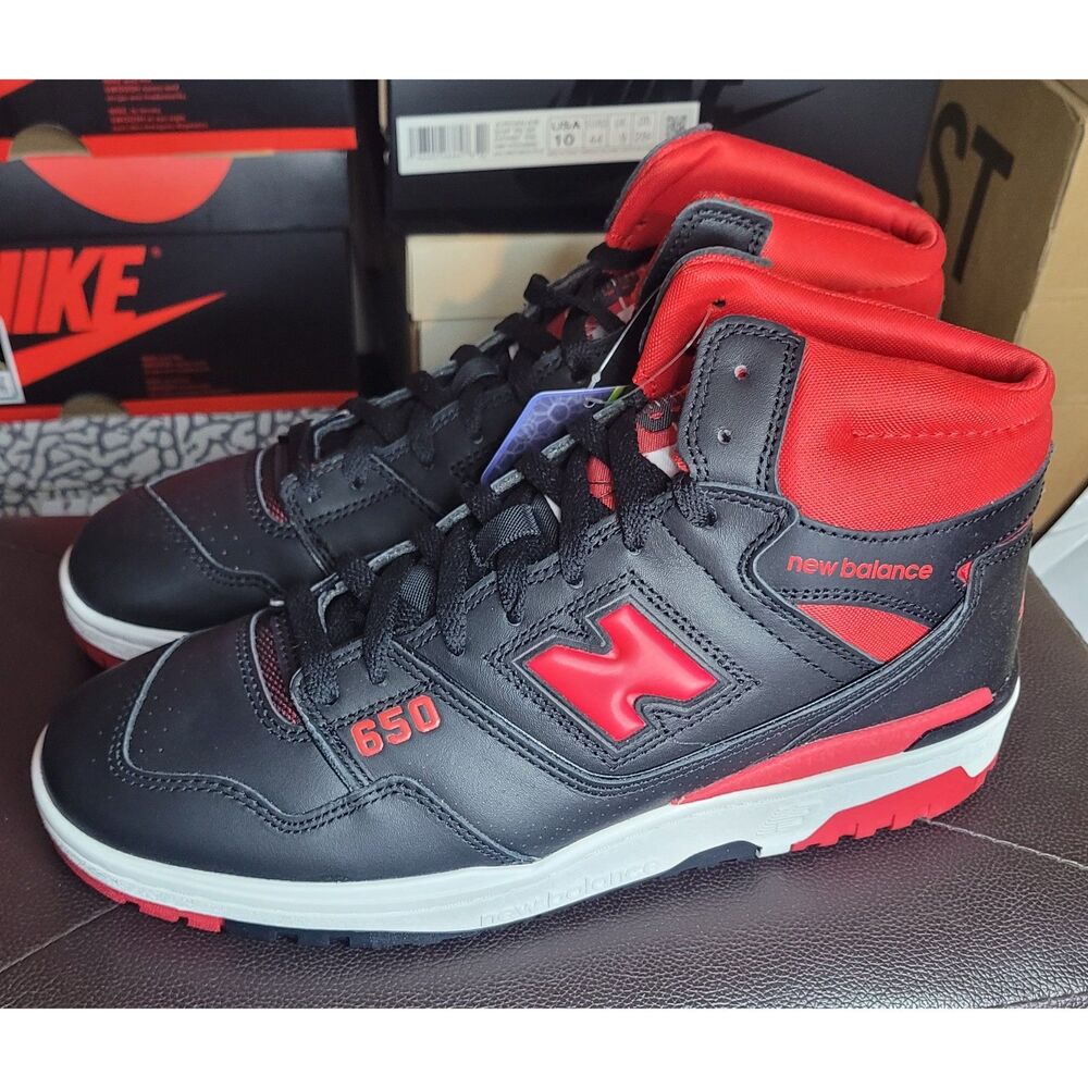 New Balance 650R BB650RBR Black Red Men's Size 10 High Top Sneakers NWB